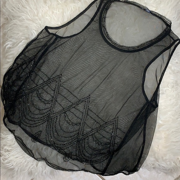 American Eagle Outfitters Sheer Beaded Top - Picture 2 of 16